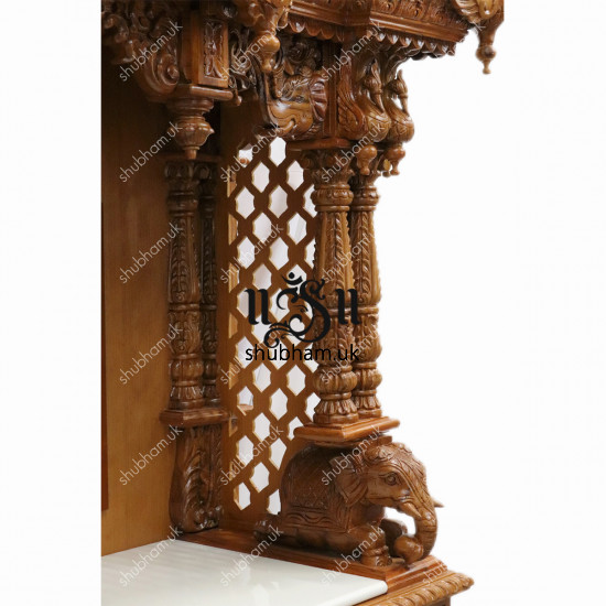 Buy Beautiful Big Engraved Wooden Temple Peacock Design