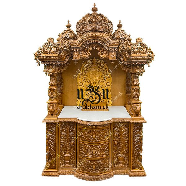 Buy Beautiful Big Engraved Wooden Temple Peacock Design