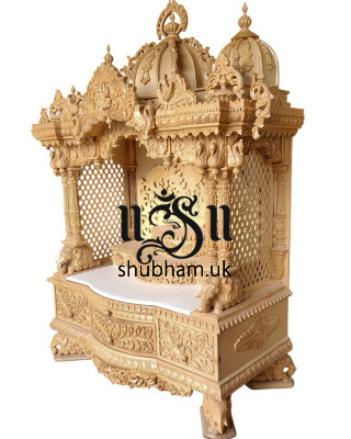 Beautiful Hindu Sevan Wood Temple Peacock Design UK