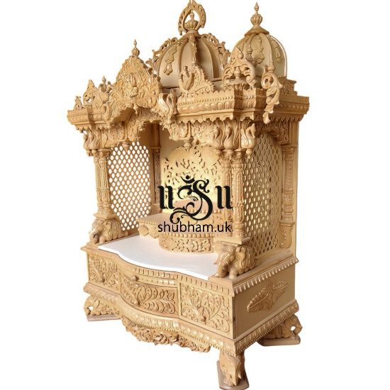 Beautiful Hindu Sevan Wood Temple Peacock Design UK