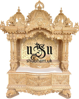 Beautiful Hindu Sevan Wood Temple Peacock Design UK