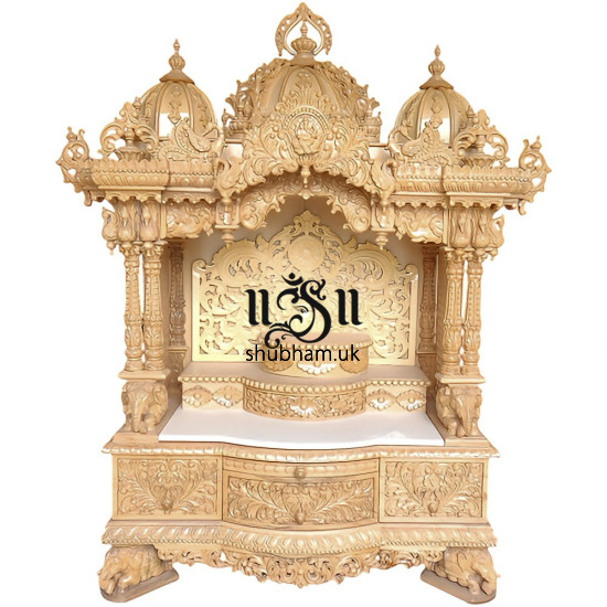 Beautiful Hindu Sevan Wood Temple Peacock Design UK