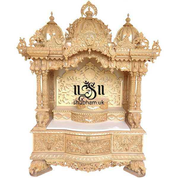 Beautiful Hindu Sevan Wood Temple Peacock Design UK