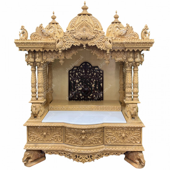 Beautiful Hindu Sevan Wood Temple Peacock Design UK