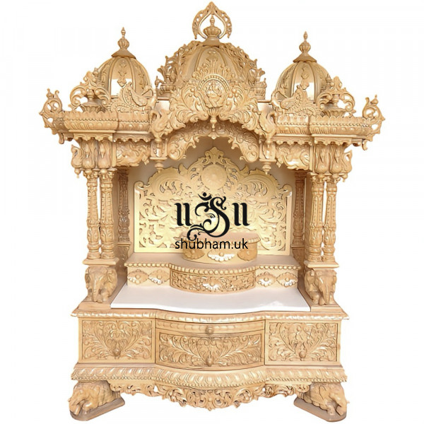 Beautiful Hindu Sevan Wood Temple Peacock Design UK