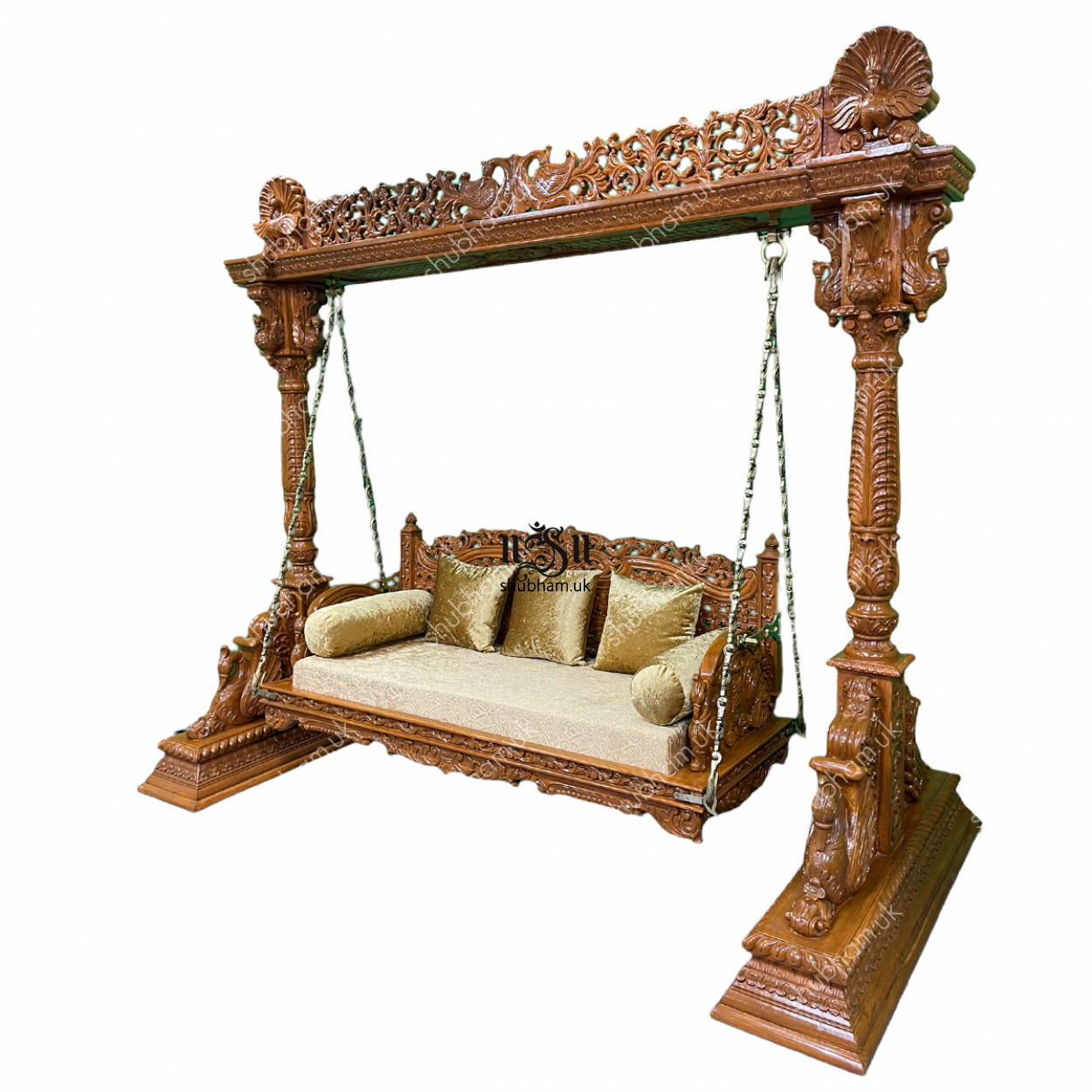 Buy online Indian Indoor Wooden carved Indian Swing Jhula UK 3 Seater