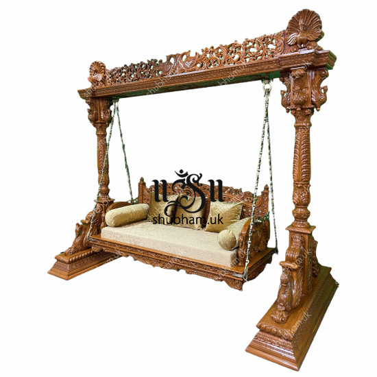 2 to 3 Seater Indian Indoor Wooden Swing Handcarved Indian Jhoola - Jhula UK 2 to 3 Seater Indian Indoor Wooden Swing Handcarved Indian Jhoola - Jhula UK
