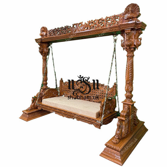 2 to 3 Seater Indian Indoor Wooden Swing Handcarved Indian Jhoola - Jhula UK 2 to 3 Seater Indian Indoor Wooden Swing Handcarved Indian Jhoola - Jhula UK