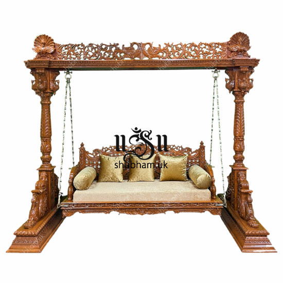 2 to 3 Seater Indian Indoor Wooden Swing Handcarved Indian Jhoola - Jhula UK 2 to 3 Seater Indian Indoor Wooden Swing Handcarved Indian Jhoola - Jhula UK