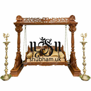 3 Seater Indian Indoor Wooden Swing Handcarved Indian Jhoola - Jhula UK