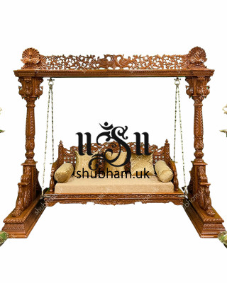 2 to 3 Seater Indian Indoor Wooden Swing Handcarved Indian Jhoola - Jhula UK