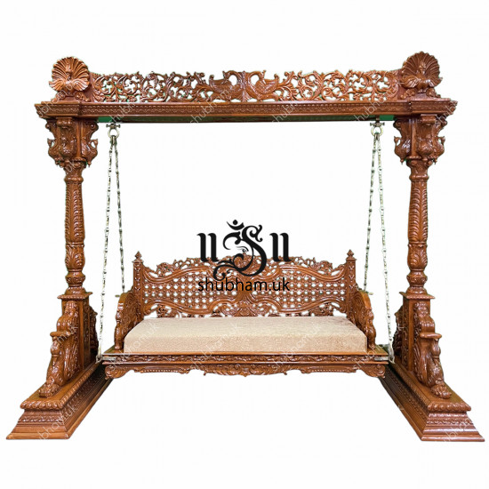 Carved Beautifully Indian Wooden Jhula Swing for UK