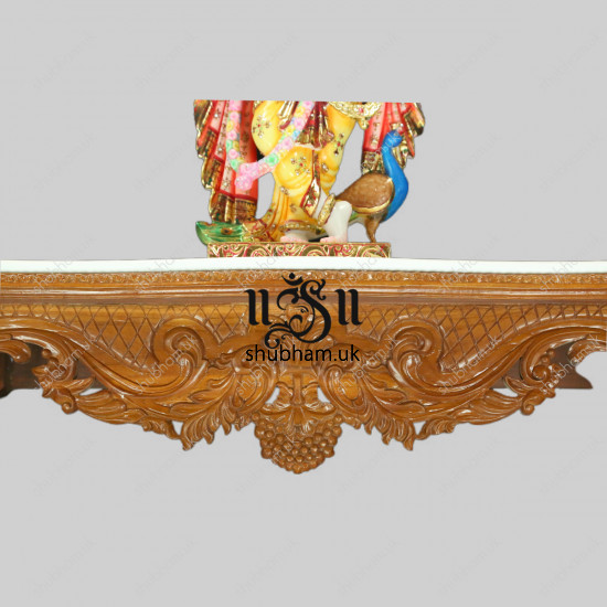 Console Teak Wood - Handcarved Wooden Table for Living Room