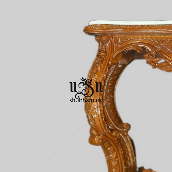 Console Teak Wood - Handcarved Wooden Table for Living Room