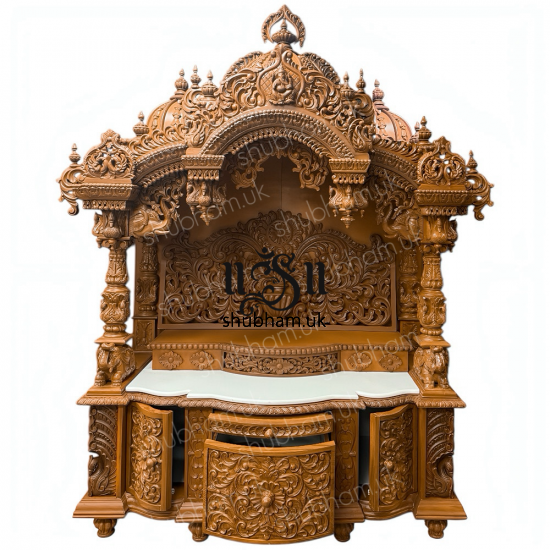 Sevan Wood High Drawer Peacock Side Panel Temple