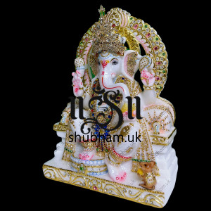 Pure White Marble Ganesh Statue Murti for Your Home Temple in the UK Pure White Marble Ganesh Statue Murti for Your Home Temple in the UK