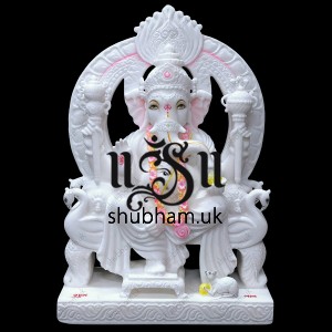 Hindu Ganesha Statue Stunning Ganapati Idol Carved in Pure White Marble