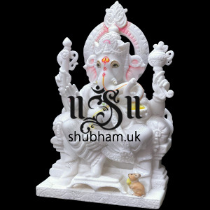 Superior Quality God Statue Lord Ganesh Marble Murti in White Marble UK