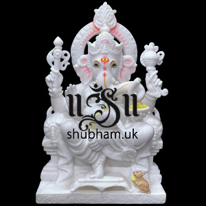 Superior Quality God Statue Lord Ganesh Marble Murti in White Marble UK