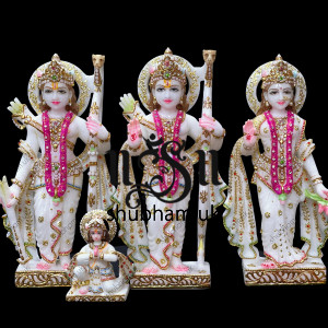 Pure White Marble Elegant Ram Darbar Statue Set for home temple