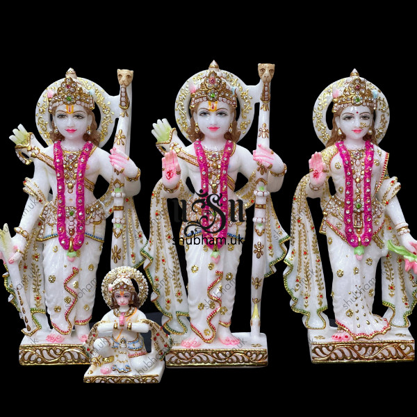 Pure White Marble Elegant Ram Darbar Statue Set for home temple