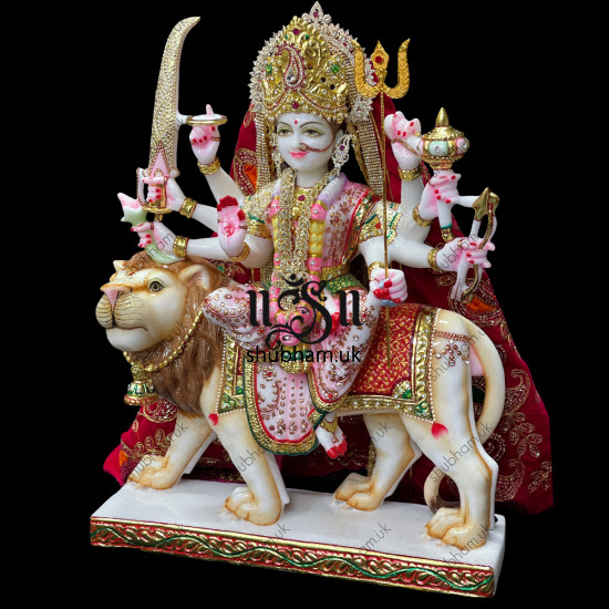 Magnificent Goddess Ambey Maa Durga Mata Marble Statues for your home temple in the UK