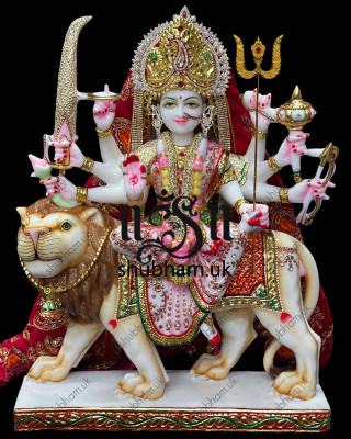 Magnificent Goddess Ambey Maa Durga Mata Marble Statues for your home temple in the UK