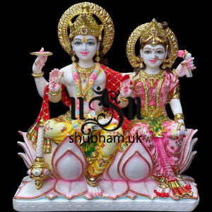 Bhagwan Laxmi Mata Vishnu Narayan Marble Statue 21 inch