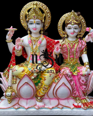 Bhagwan Laxmi Mata Vishnu Narayan Marble Statue 21 inch