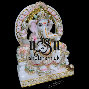 Pure White Vietnam Marble Ganesh Ji Murti Beautiful Carved Statue