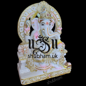 Pure White Vietnam Marble Ganesh Ji Murti Beautiful Carved Statue