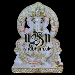 Pure White Vietnam Marble Ganesh Ji Murti Beautiful Carved Statue