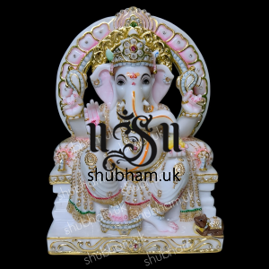 Pure White Vietnam Marble Ganesh Ji Murti Beautiful Carved Statue