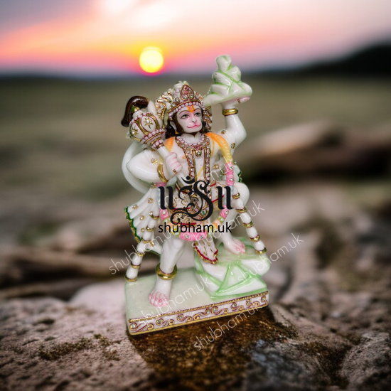 Reflecting Elegance Lord Hanuman Marble Murti Statue for Home
