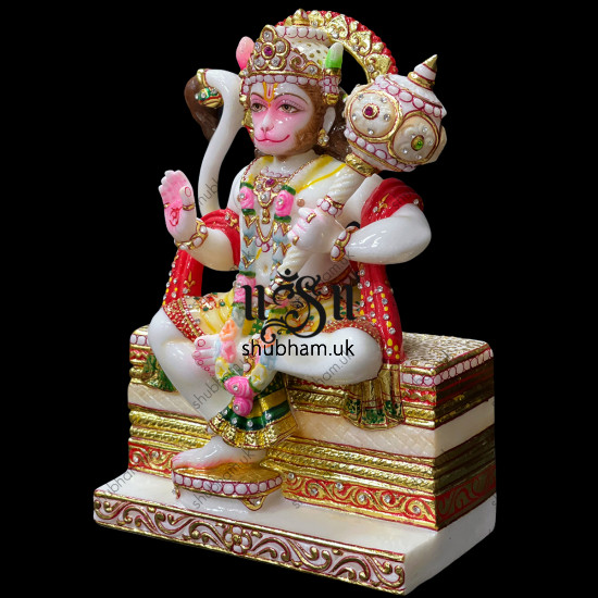 Reflecting Elegance Lord Hanuman Marble Murti Statue for Home