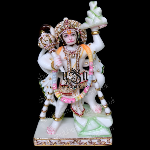 Reflecting Elegance Lord Hanuman Marble Murti Statue for Home