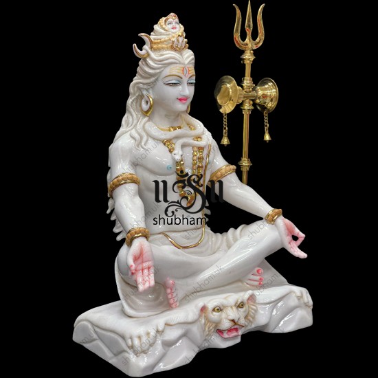 Magnificent 24 inch Pure White Marble Lord Shiva Statue Murti in the UK