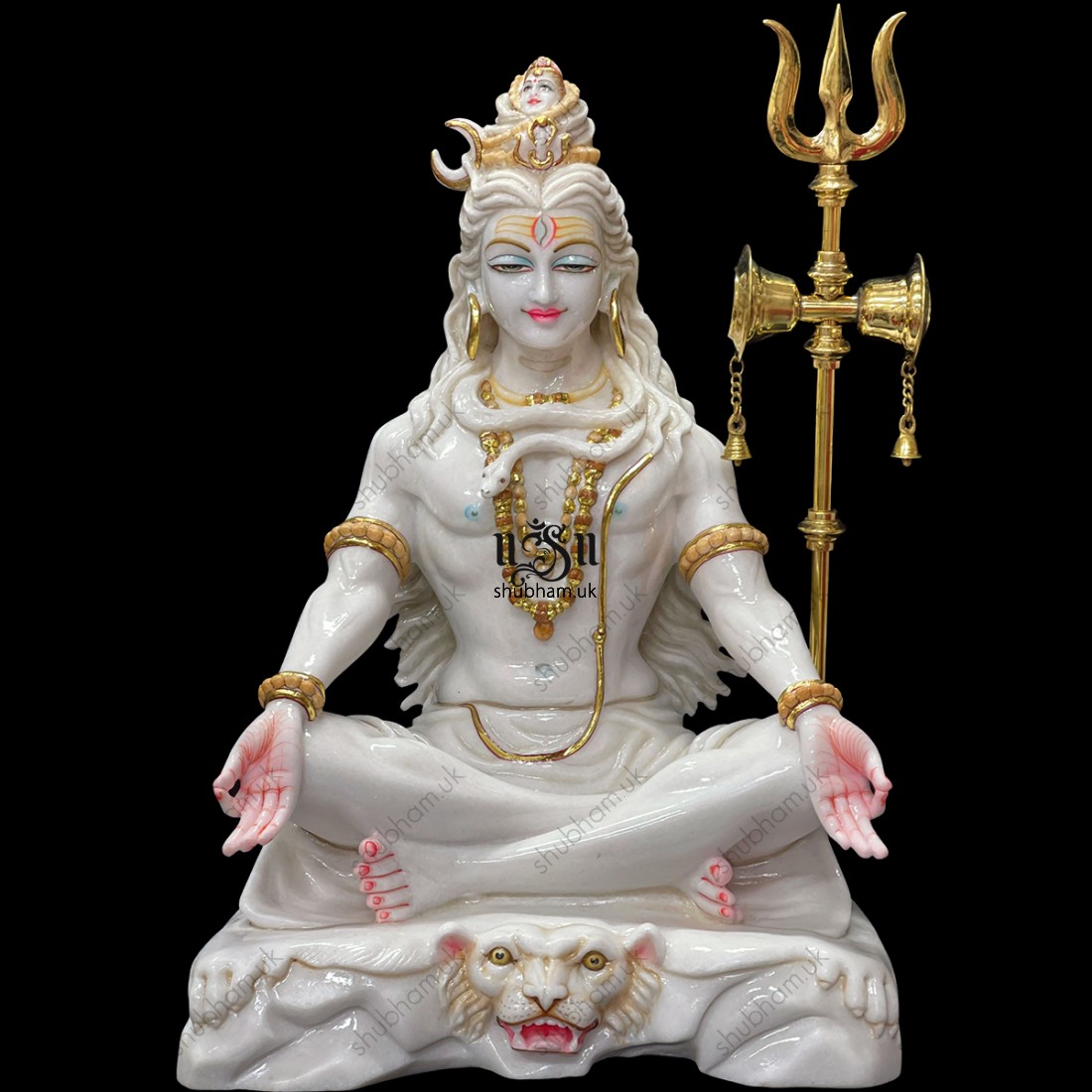 Magnificent 24 inch Pure White Marble Lord Shiva Statue Murti in the UK