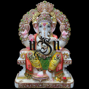 Charming Vinayak Murti Makrana Marble Ganesha Statue for Home