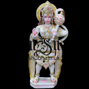 Superior Quality White Marble Lord Hanuman Ji Murti Idol UK 30 inch