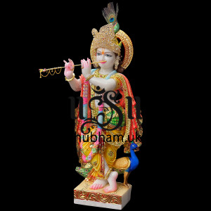 Stunning 30 inch Makrana Marble Statue Murti of Lord Krishna for home Stunning 30 inch Makrana Marble Statue Murti of Lord Krishna for home