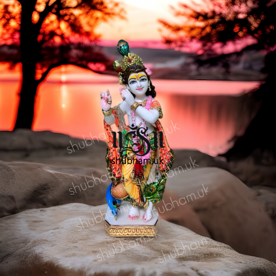  Beautiful Banke Bihari Marble Moorti Statue of Krishna in the UK