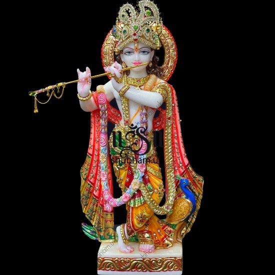 Buy 18 inch Extremely Charming Lord Krishna Marble Idol online