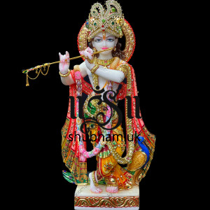 Buy 18 inch Extremely Charming Lord Krishna Marble Idol online