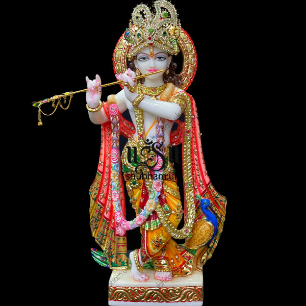 Buy 18 inch Extremely Charming Lord Krishna Marble Idol online