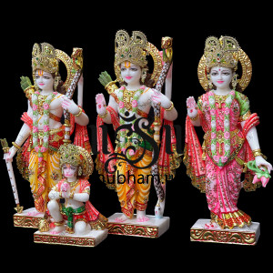 Masterpiece Pure White Marble Ram Darbar Statues Murti UK Masterpiece Pure White Marble Ram Darbar Statues Murti UK