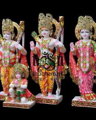 Masterpiece Pure White Marble Ram Darbar Statues Murti UK
