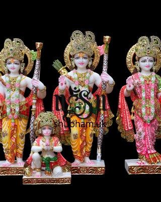 Masterpiece Pure White Marble Ram Darbar Statues Murti UK