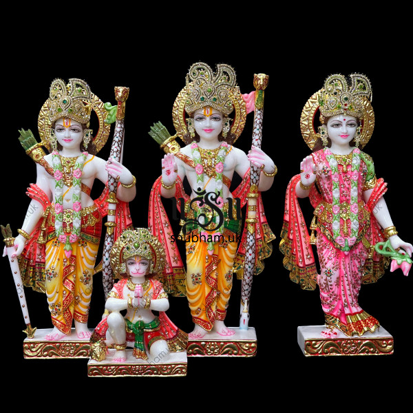 Masterpiece Pure White Marble Ram Darbar Statues Murti UK