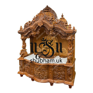 Elegant Crafted Teak wood Temple Puja Mandir UK